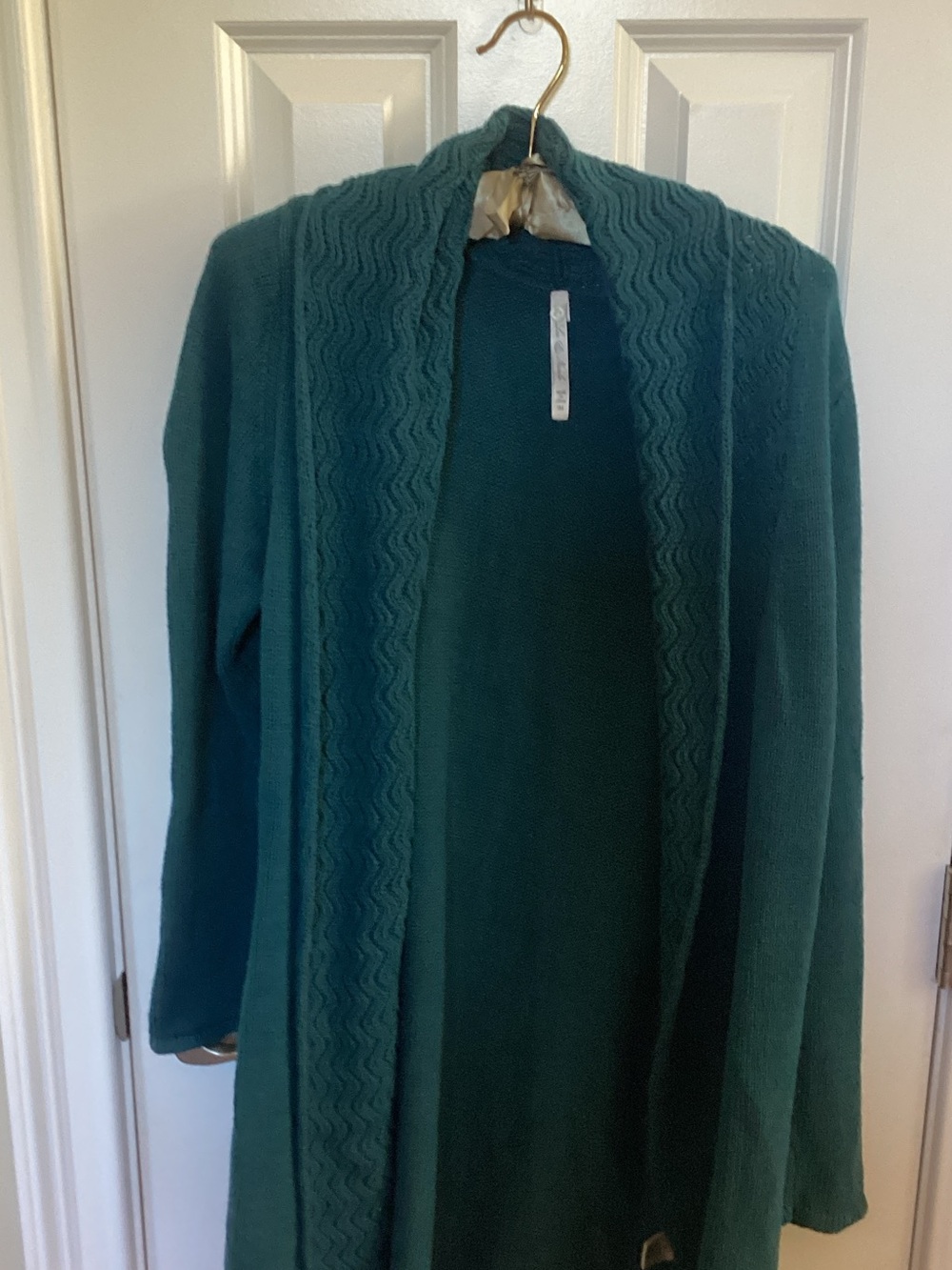 Leo & Nicole Teal Open-Front Knit Cardigan